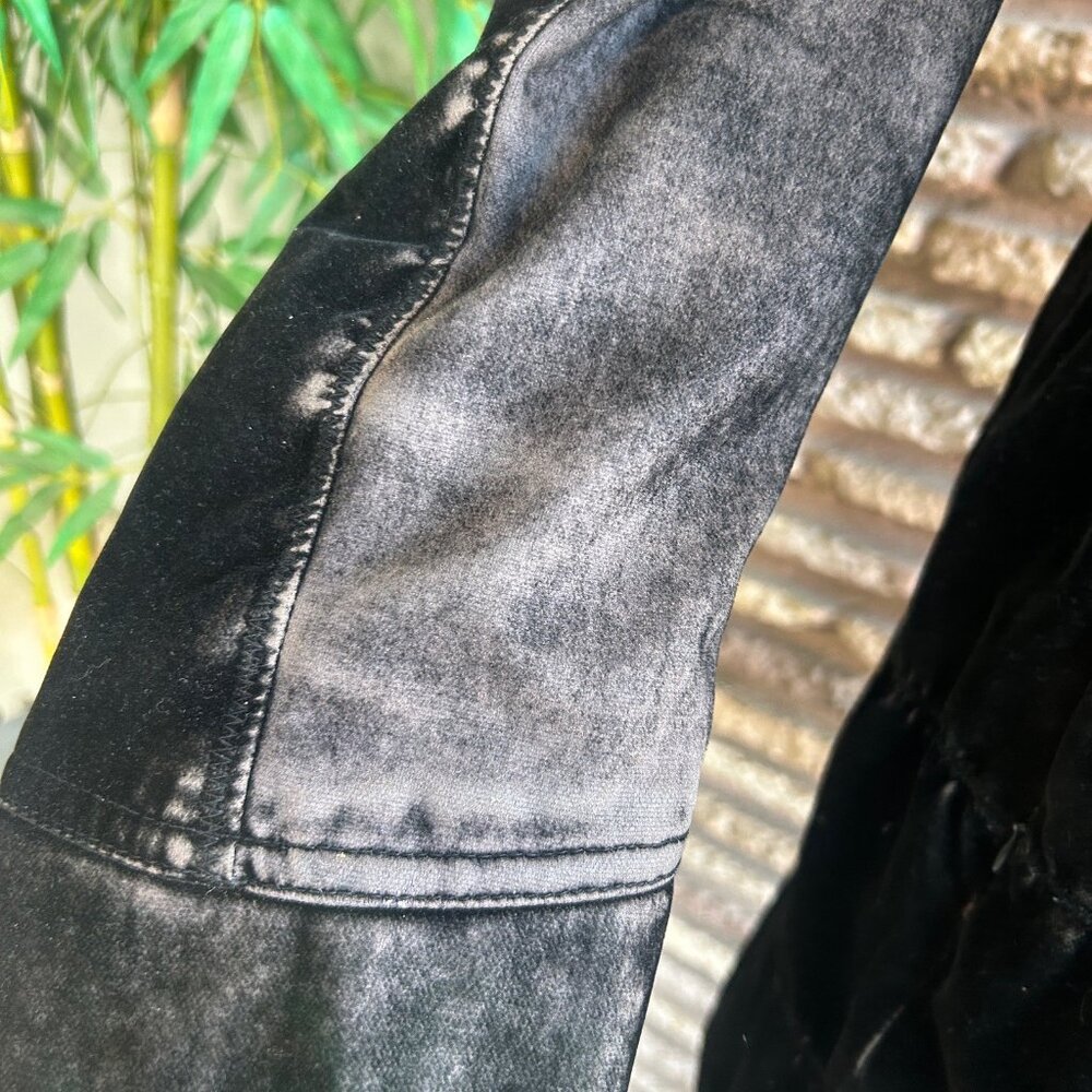 Gallery Black Distressed Velvet Puffer Jacket Grunge Boho Vibes Size Medium P - Picture 9 of 14